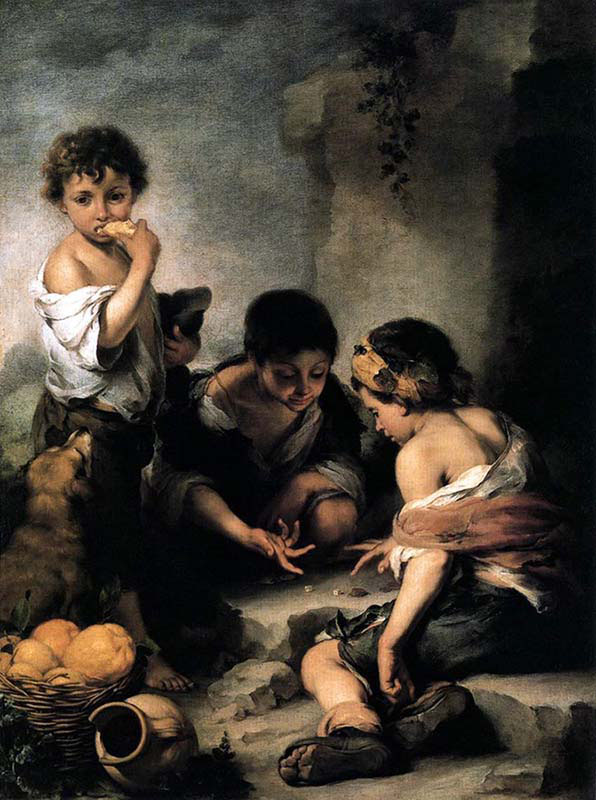 Three Boys Playing Dice